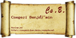Csegezi Benjámin névjegykártya